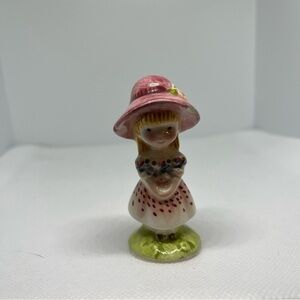 Rosalind Welcher Panda Print Ceramic Girl Figurine  1976 Japan